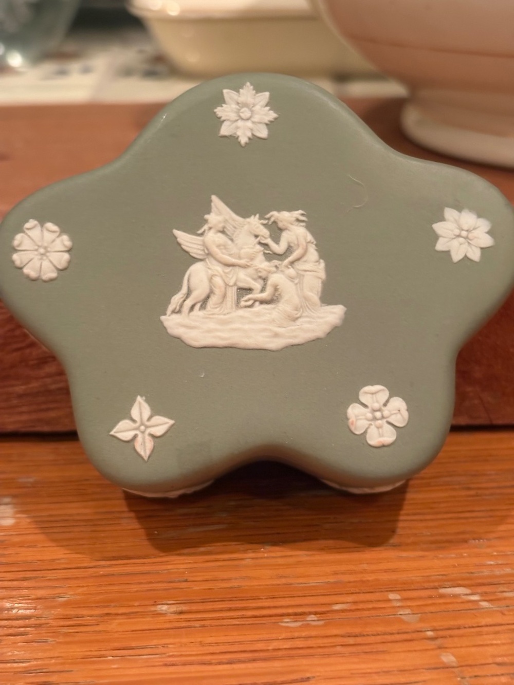 Wedgwood Sage Green Jasperware Star-Shaped Trinket Box